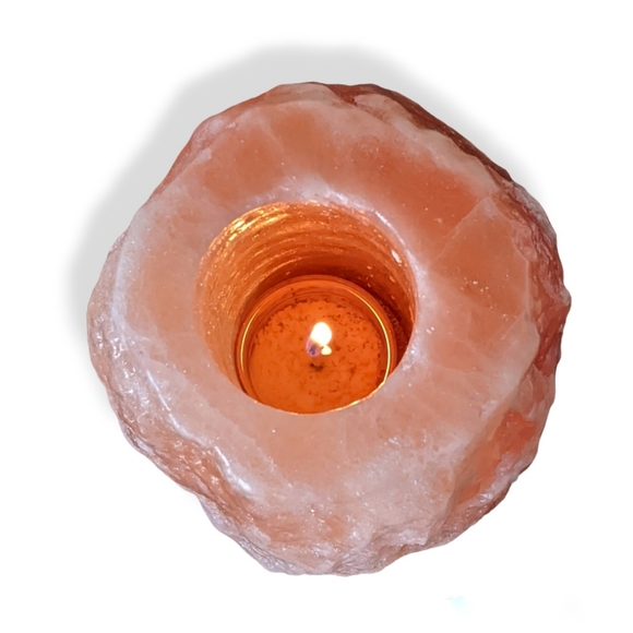 Himalayan Natural Crystal Salt Rock Tea Light Candle Holder - Picture 6 of 10
